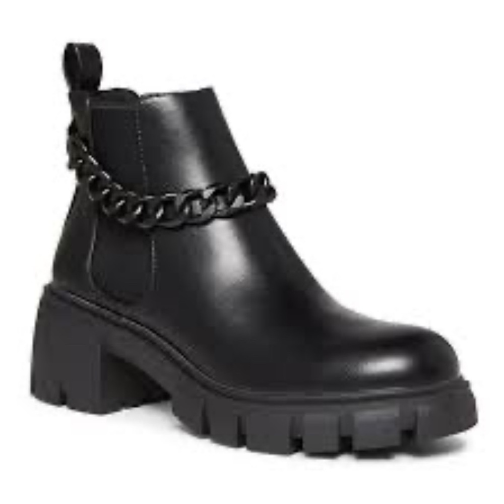 Black Chain Chunky Ankle Boots